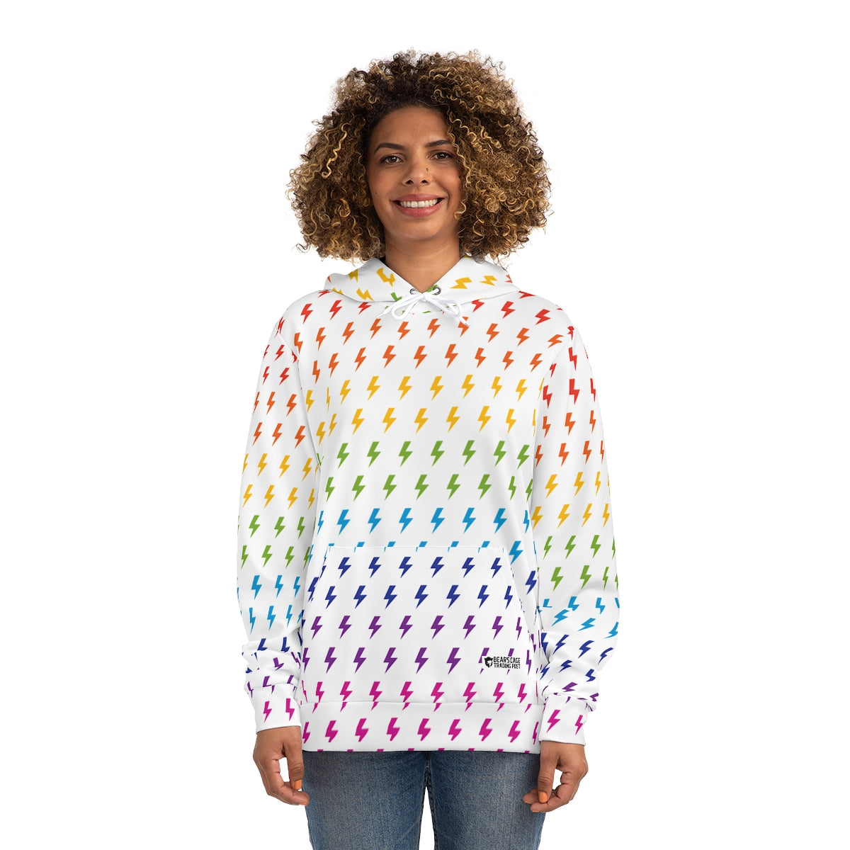 Sudadera con capucha Rayo (Blanco/Arcoíris)