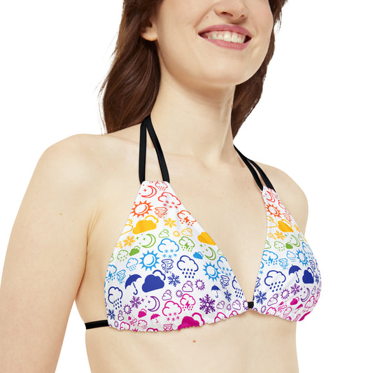 Strappy Rainbow Weather Icon Bikini Top (AOP)