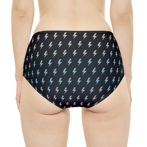High-Waist Lightning Bikini Bottom (AOP)