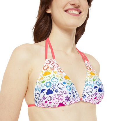 Strappy Rainbow Weather Icon Bikini Top (AOP)