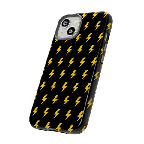 Estuche rígido para teléfono Lightning Bolt (negro/amarillo)