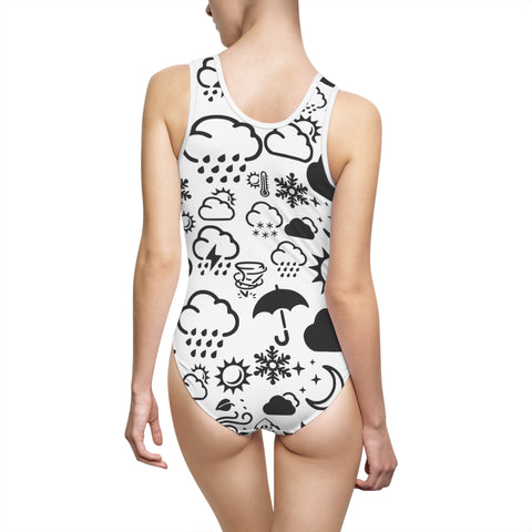 Wx Icon (White/Black) One-Piece Swimsuit