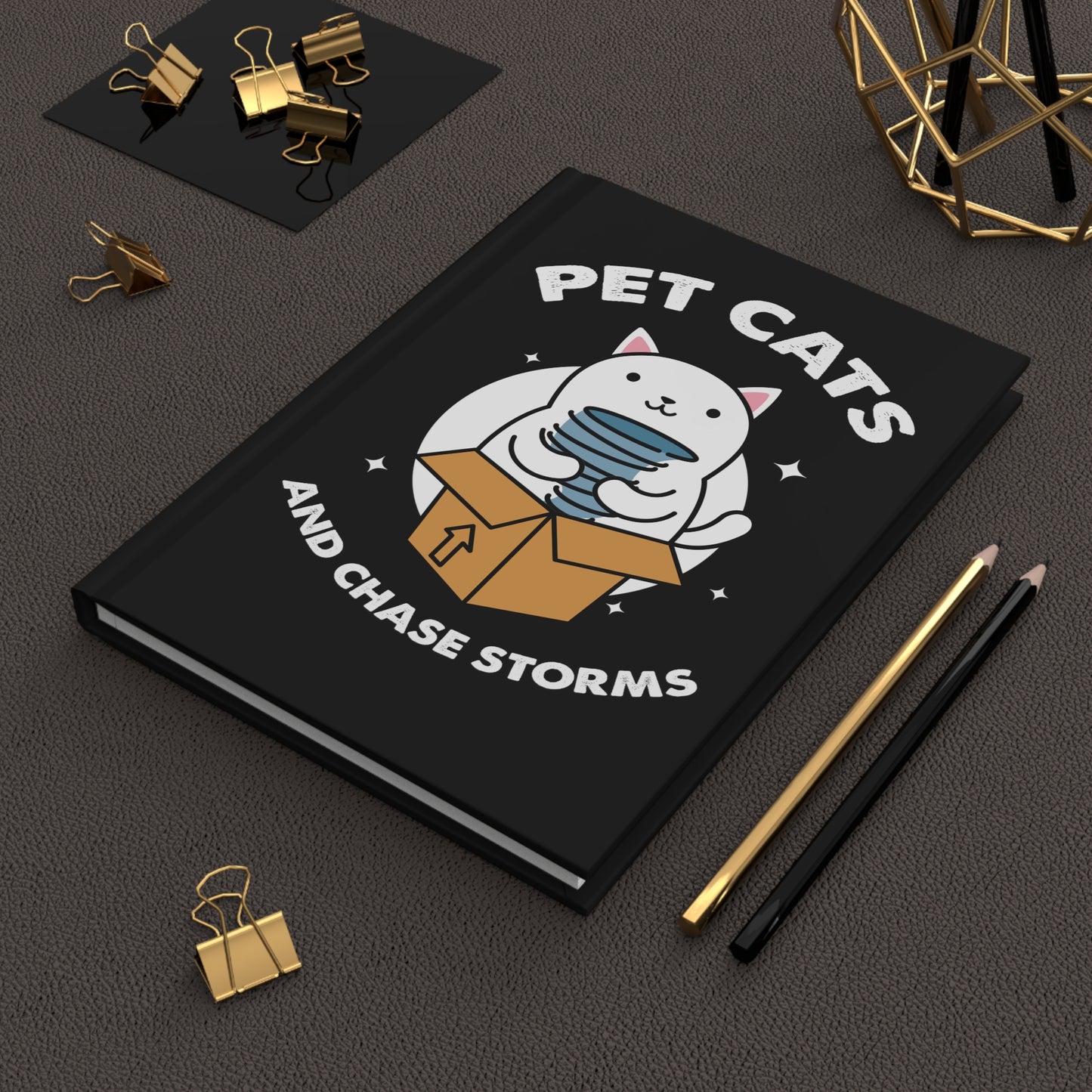 Pet Cats Chase Storms Hardcover Journal