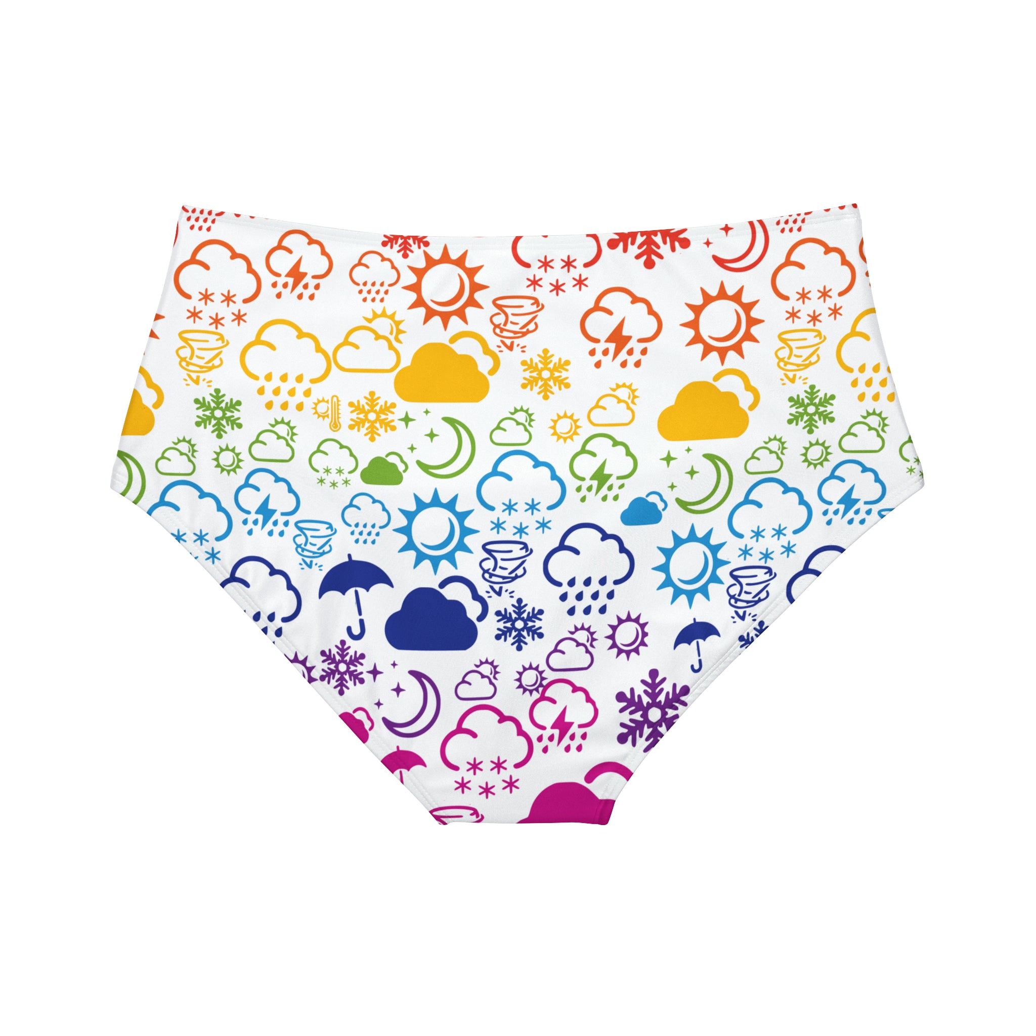 High-Waist Rainbow Weather Icon Bikini Bottom (AOP) 