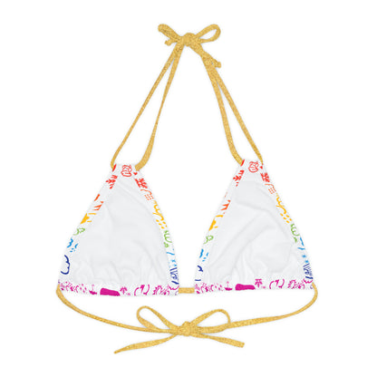 Strappy Rainbow Weather Icon Bikini Top (AOP)