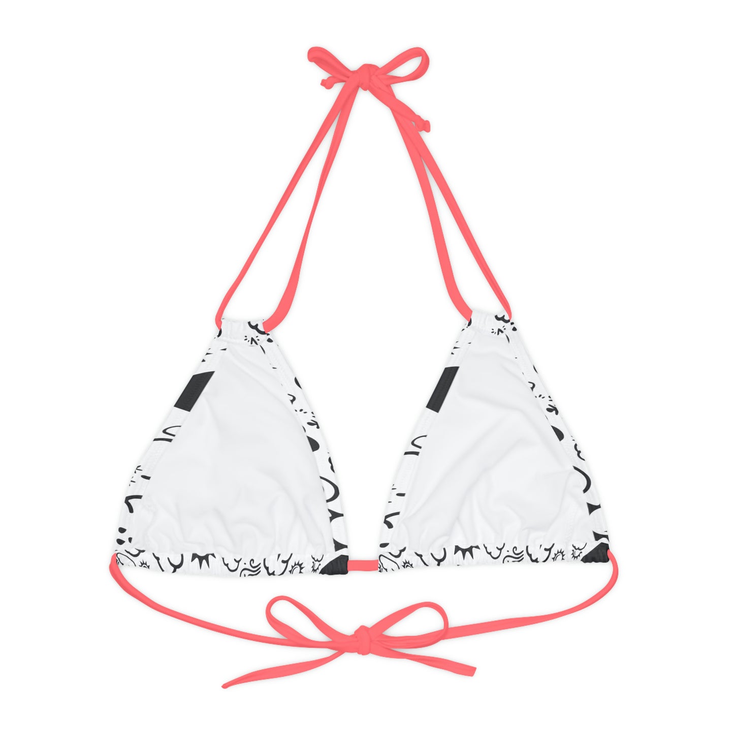 Strappy Black and White Weather Icon Bikini Top (AOP)