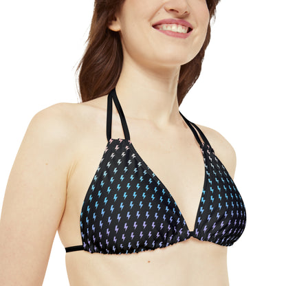 Strappy Lightning Bikini Top (AOP)