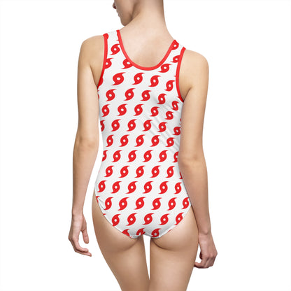 Hurricane (Blanc/Rouge) Maillot de Bain Une Pièce 