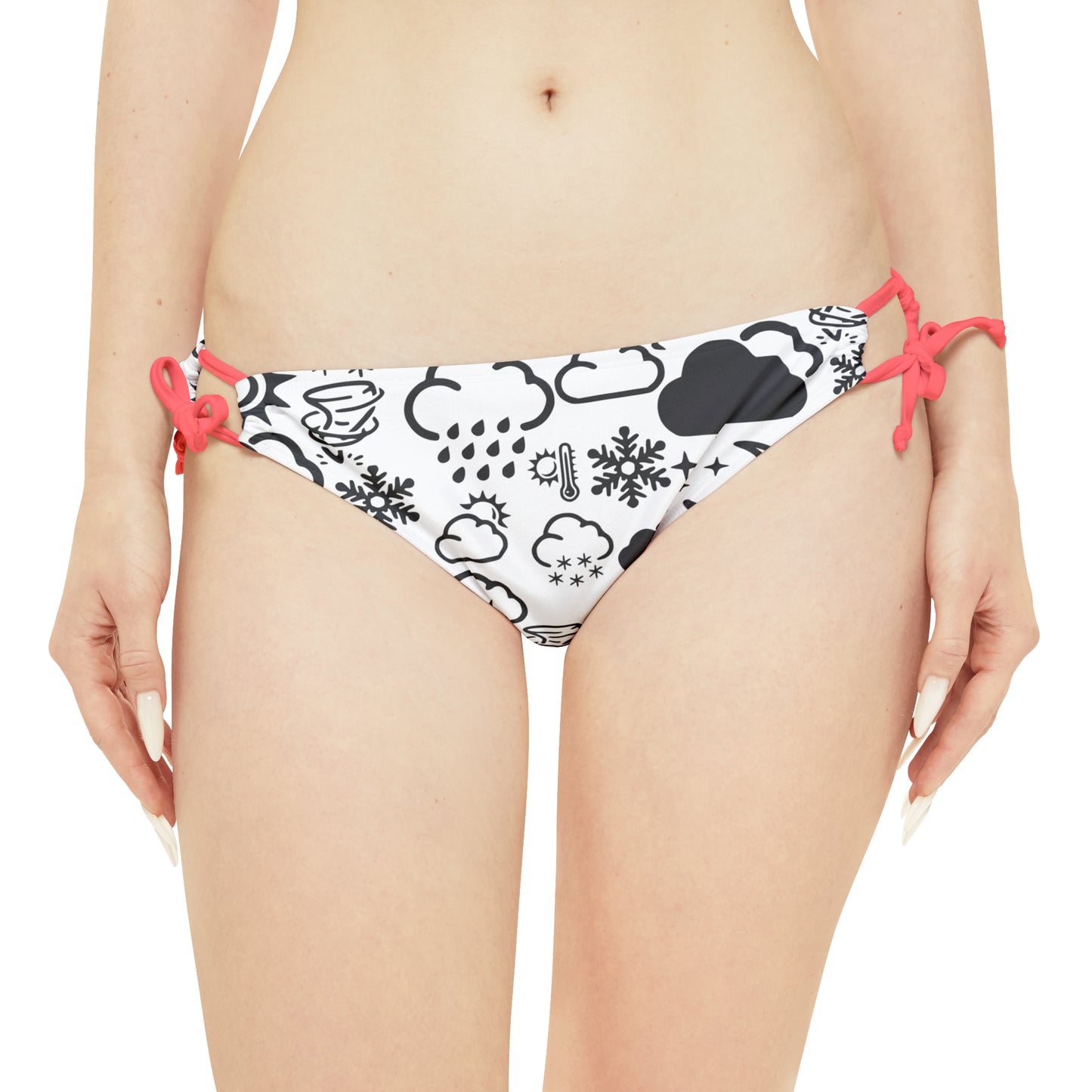 Black and White Weather Icon Bikini Bottom (AOP)