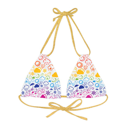 Strappy Rainbow Weather Icon Bikini Top (AOP)