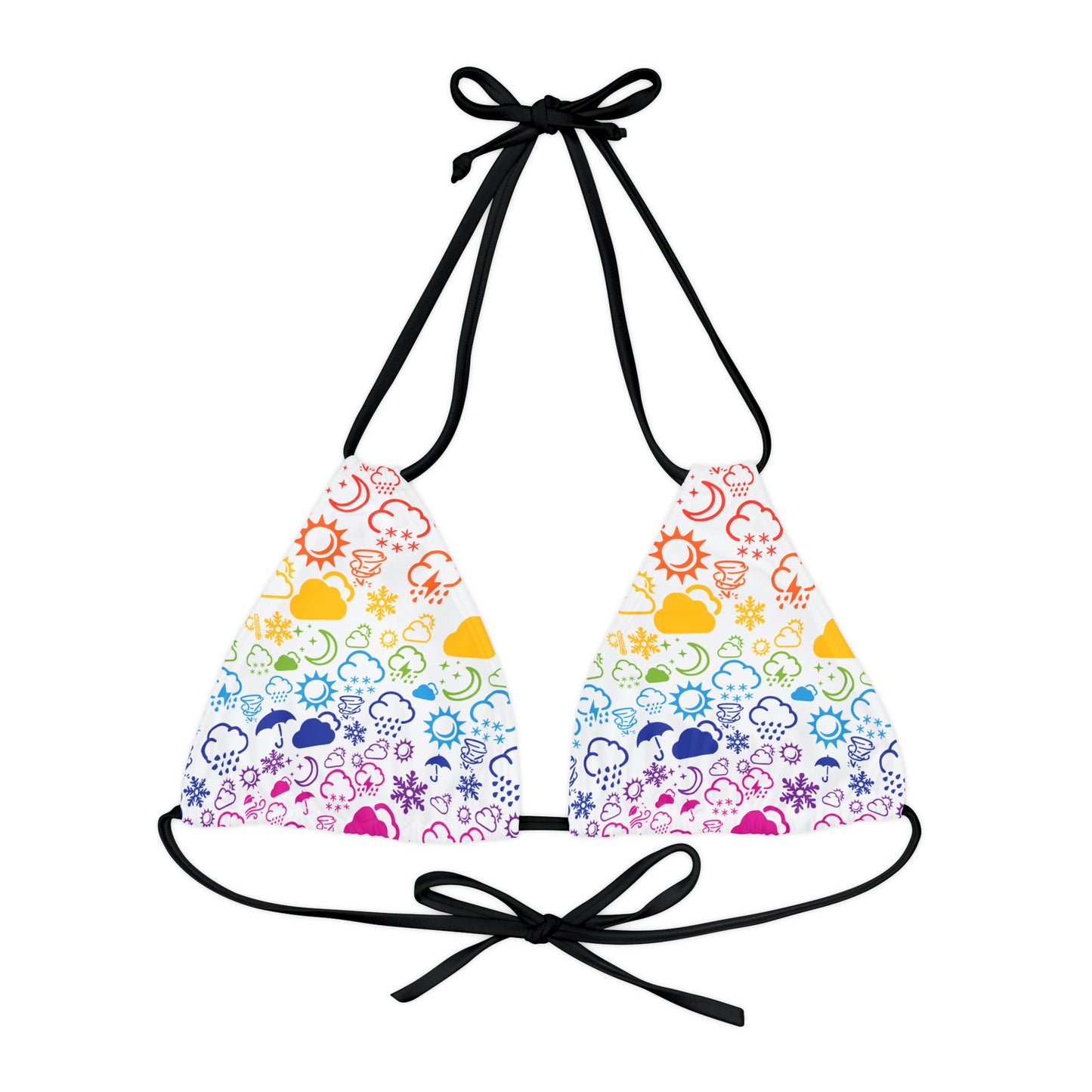 Strappy Rainbow Weather Icon Bikini Top (AOP)