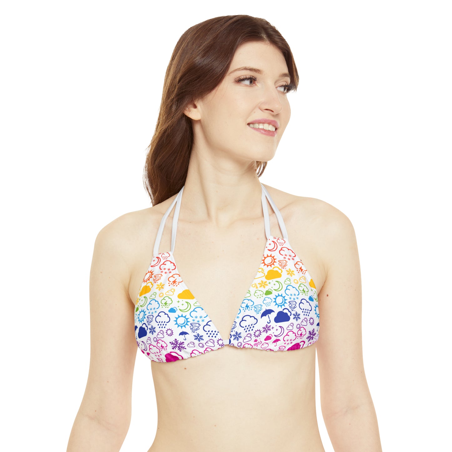 Strappy Rainbow Weather Icon Bikini Top (AOP)