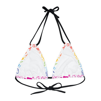 Strappy Rainbow Weather Icon Bikini Top (AOP)