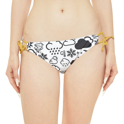 Black and White Weather Icon Bikini Bottom (AOP)