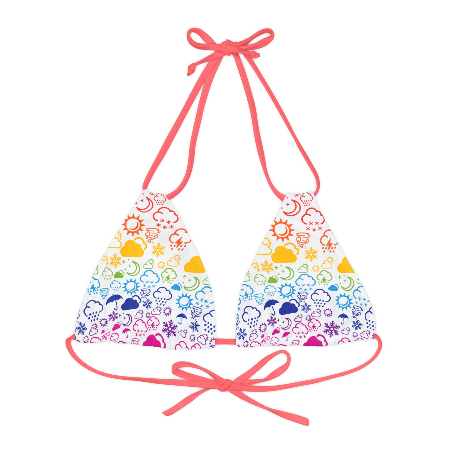 Strappy Rainbow Weather Icon Bikini Top (AOP)