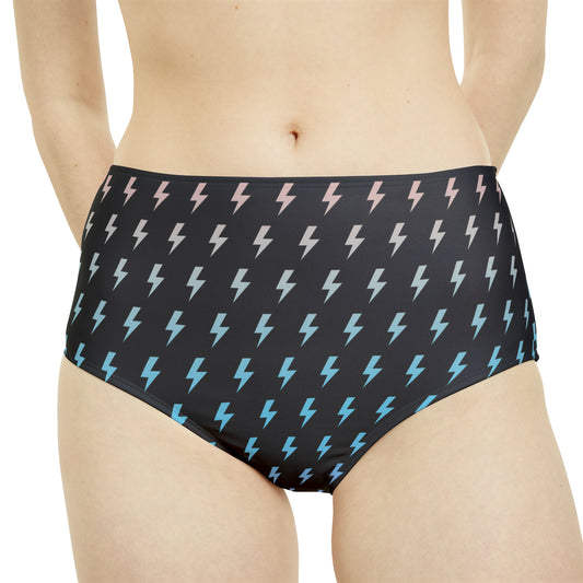 High-Waist Lightning Bikini Bottom (AOP)