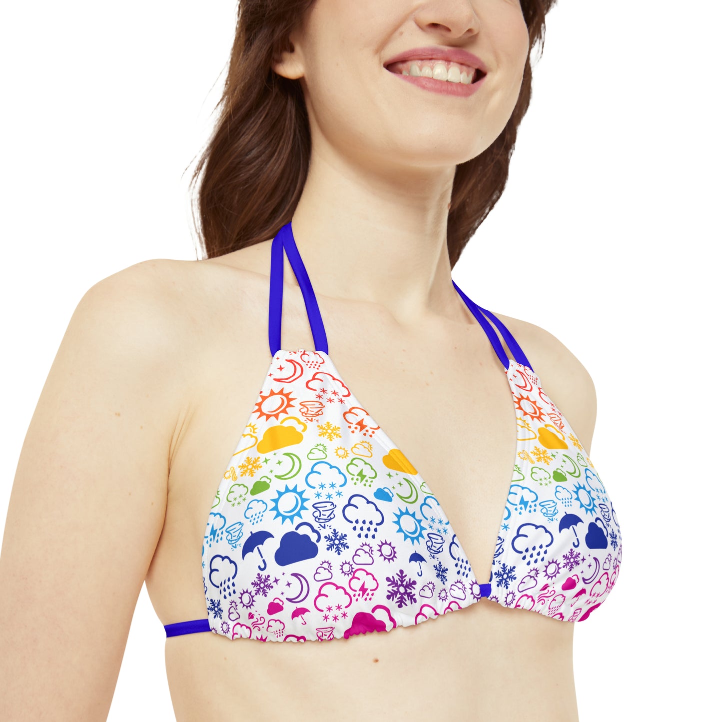 Strappy Rainbow Weather Icon Bikini Top (AOP)