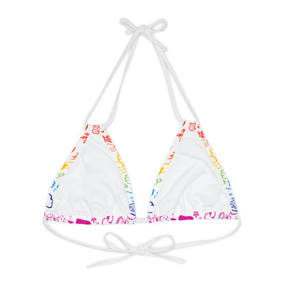 Strappy Rainbow Weather Icon Bikini Top (AOP)