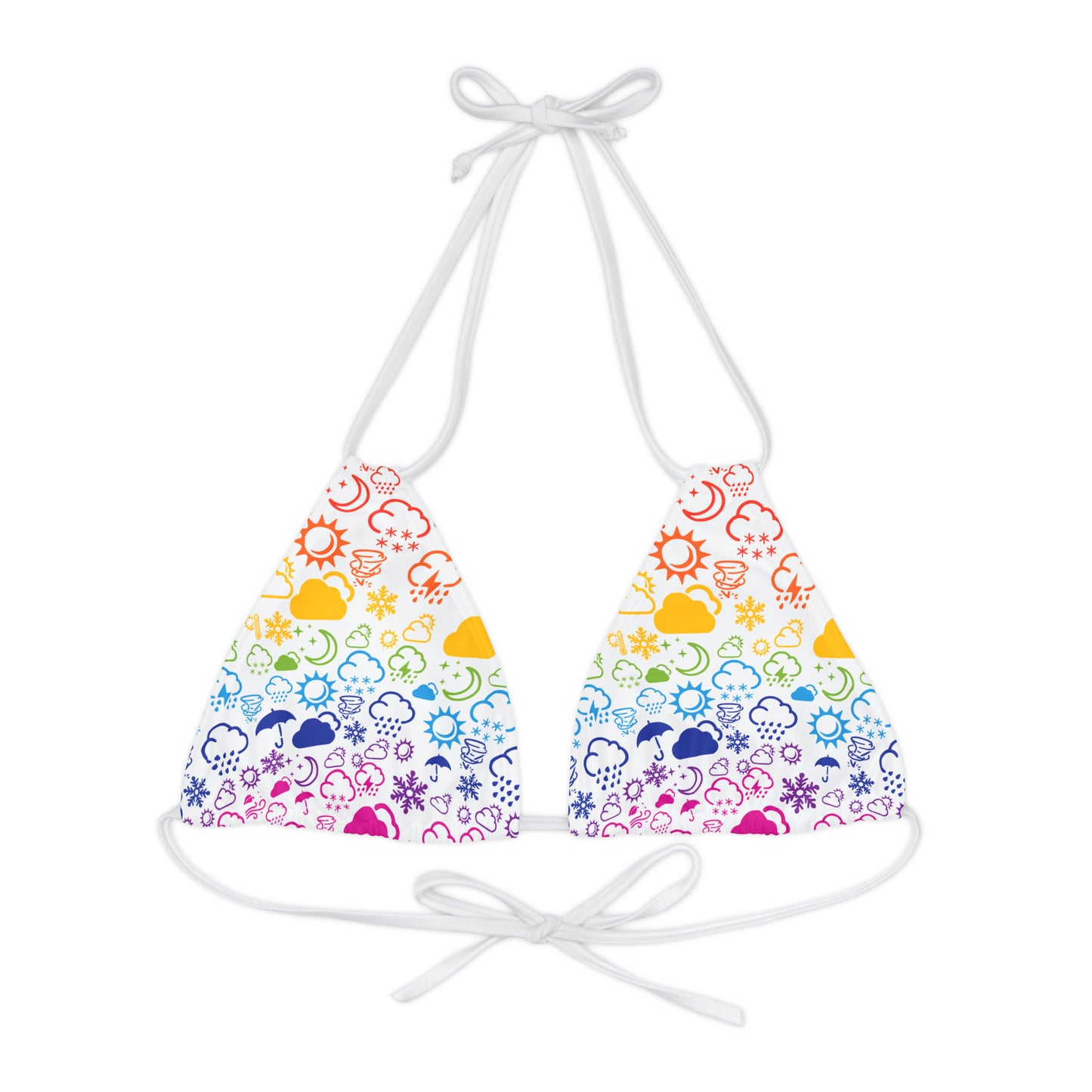 Strappy Rainbow Weather Icon Bikini Top (AOP)