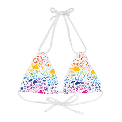 Strappy Rainbow Weather Icon Bikini Top (AOP)