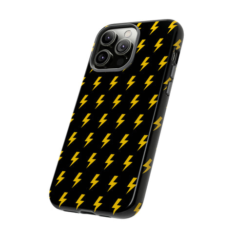 Estuche rígido para teléfono Lightning Bolt (negro/amarillo)