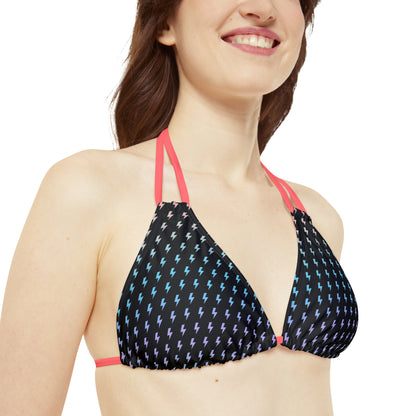 Strappy Lightning Bikini Top (AOP)