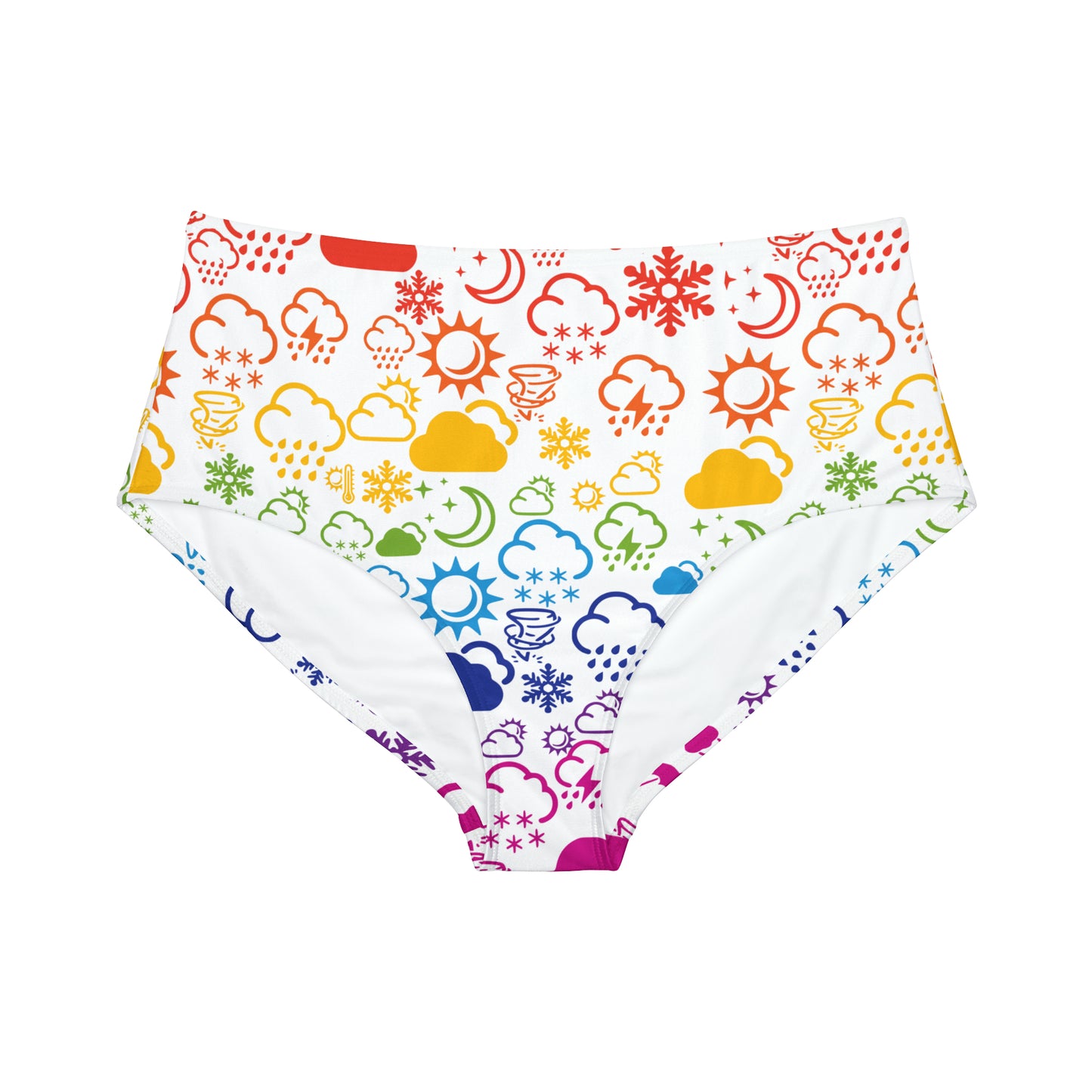 High-Waist Rainbow Weather Icon Bikini Bottom (AOP)