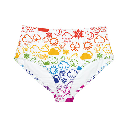 High-Waist Rainbow Weather Icon Bikini Bottom (AOP)