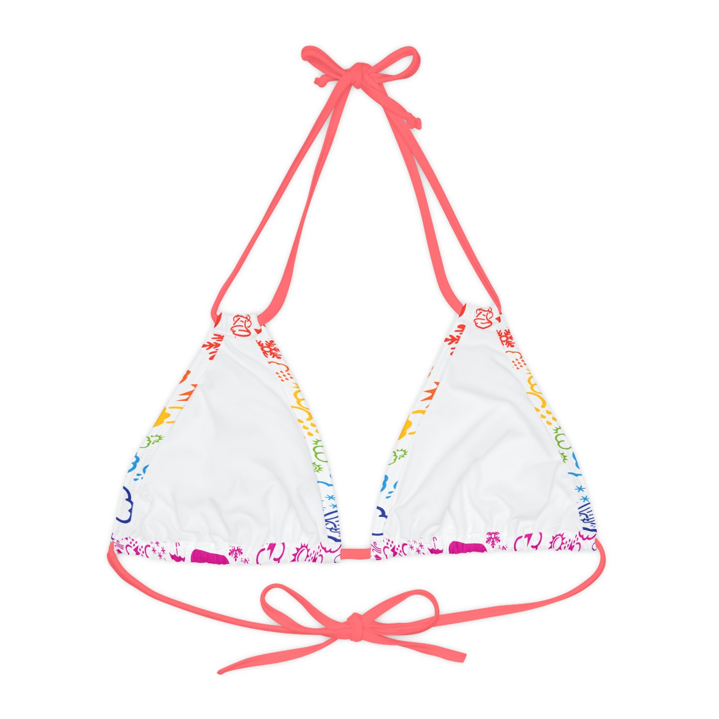 Strappy Rainbow Weather Icon Bikini Top (AOP)