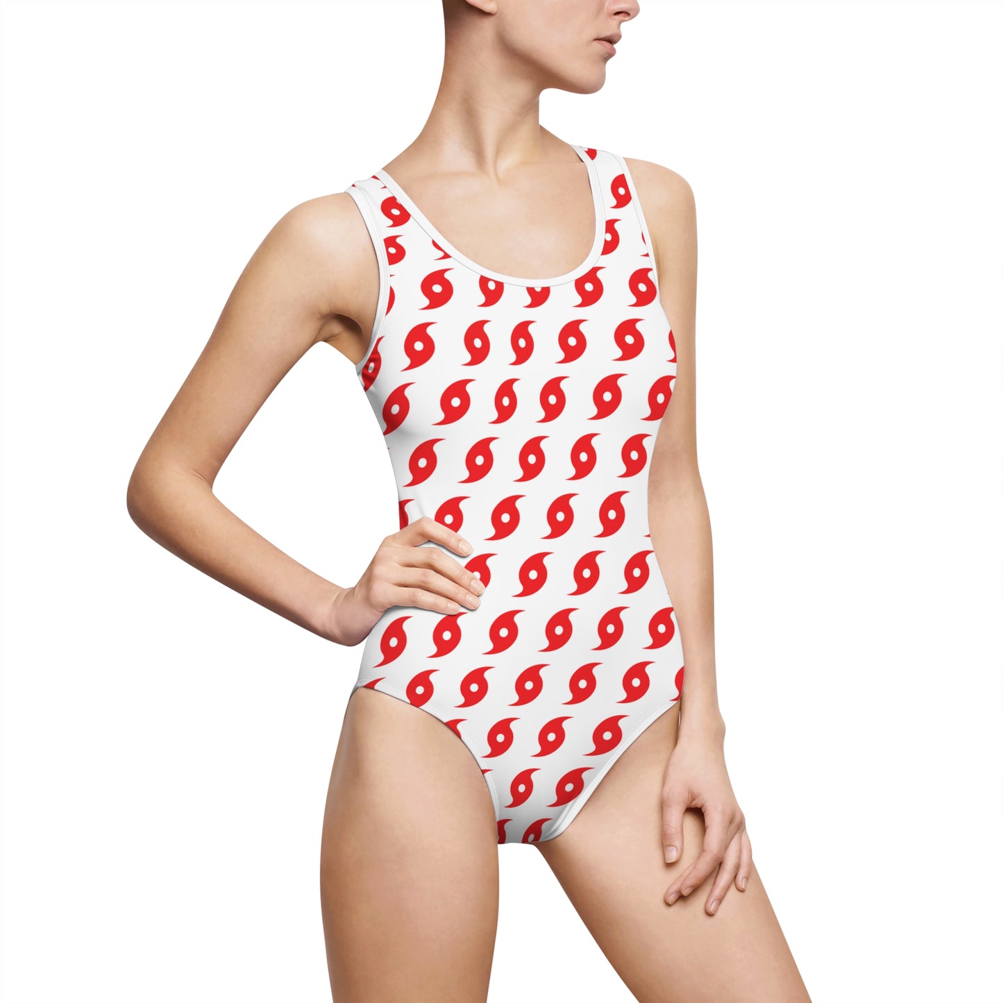 Hurricane (Blanc/Rouge) Maillot de Bain Une Pièce 