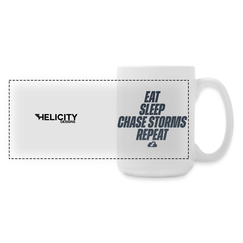 Eat, Sleep, Chase Storms, Repeat 15 oz Mug - white