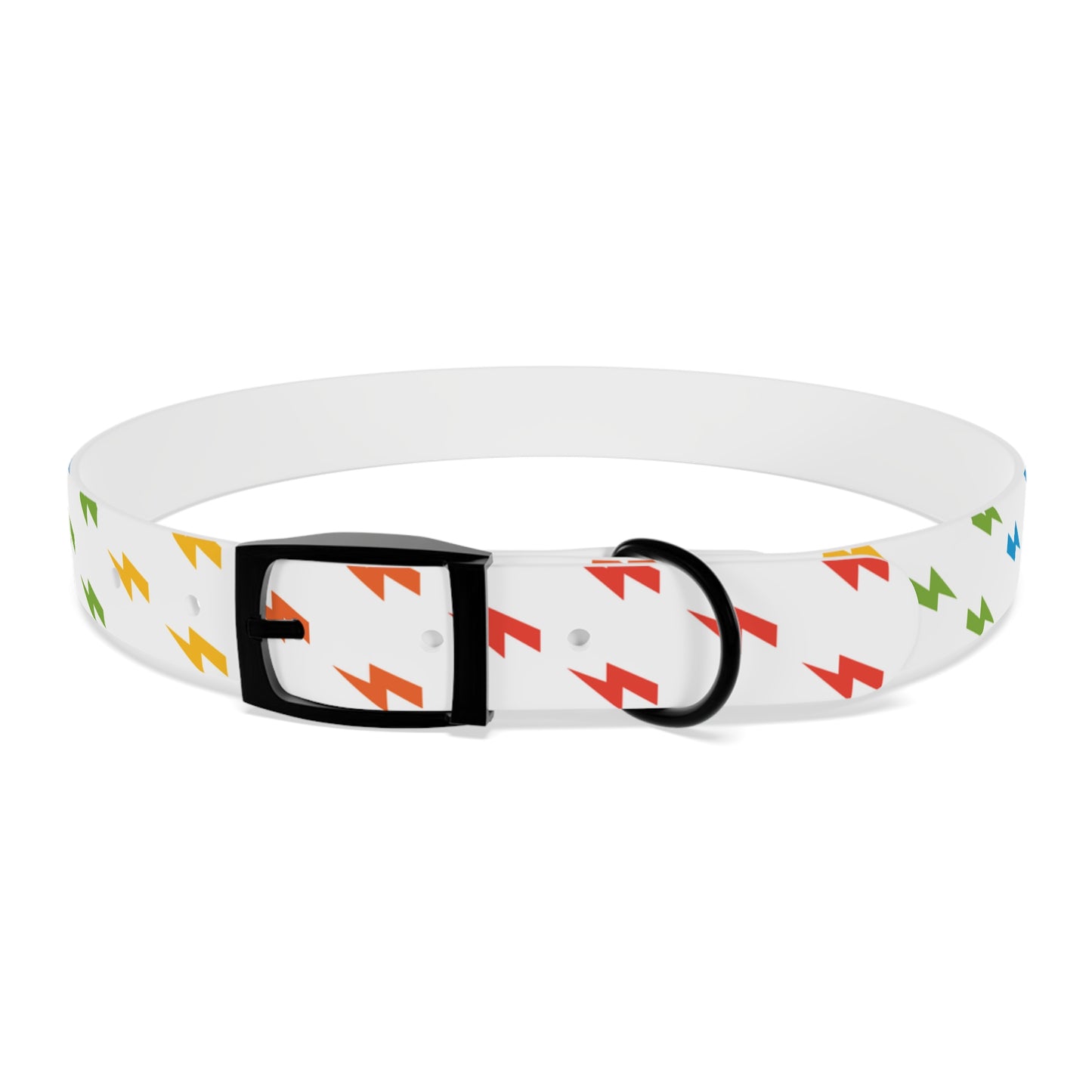 Lightning Icon (White/Rainbow) Dog Collar