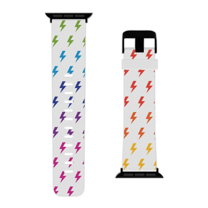 Lightning Icon (White/Rainbow) Watch Band for Apple Watch