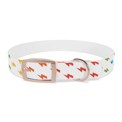 Lightning Icon (White/Rainbow) Dog Collar