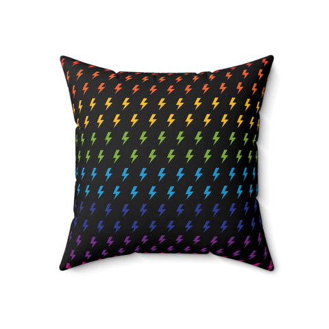 Lightning (Black/Rainbow) Throw Pillow