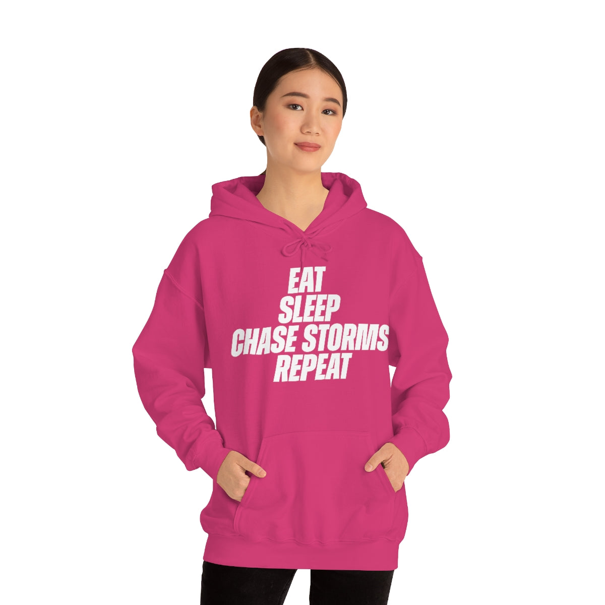 Eat, Sleep, Chase Storms, Repeat Sudadera con capucha 