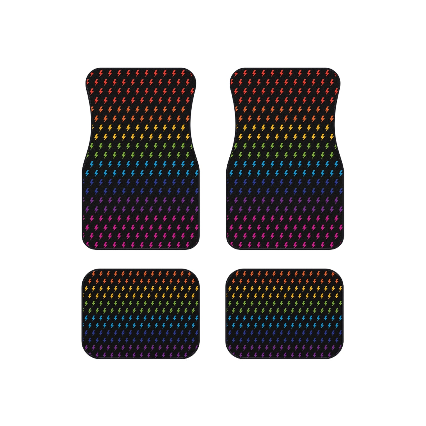 Lightning (Black/Rainbow) Car Mats (Set of 4)