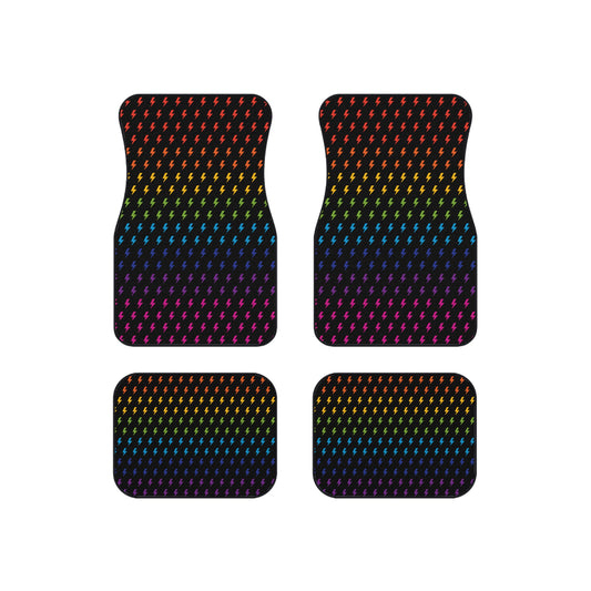 Lightning (Black/Rainbow) Car Mats (Set of 4)