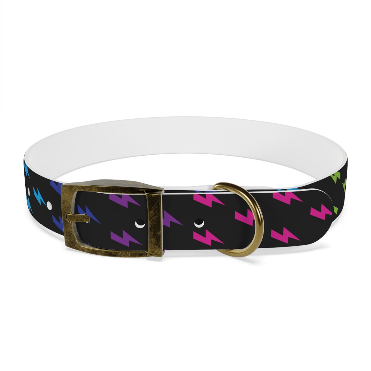 Lightning Icon (Black/Rainbow) Dog Collar