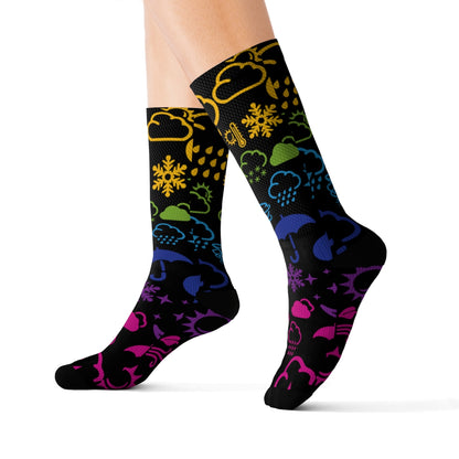 Wx Icon (Black/Rainbow) Socks