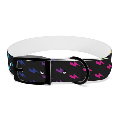 Lightning Icon (Black/Rainbow) Dog Collar