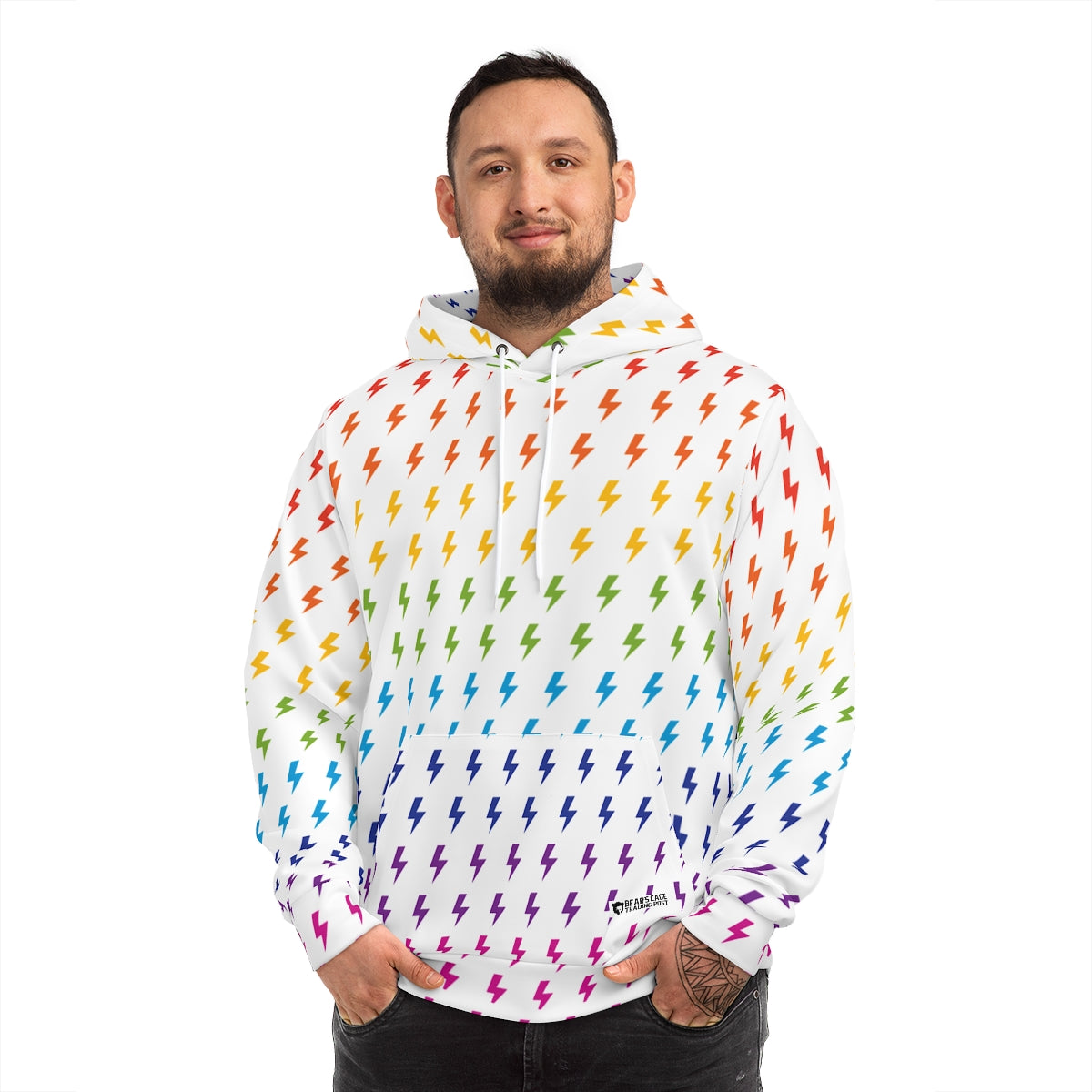 Sudadera con capucha Rayo (Blanco/Arcoíris)  