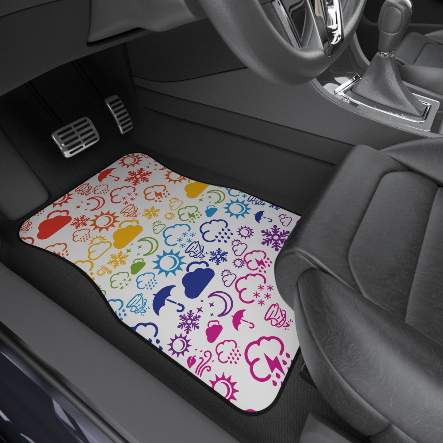 Wx Icon (White/Rainbow) Car Mats (Set of 4)