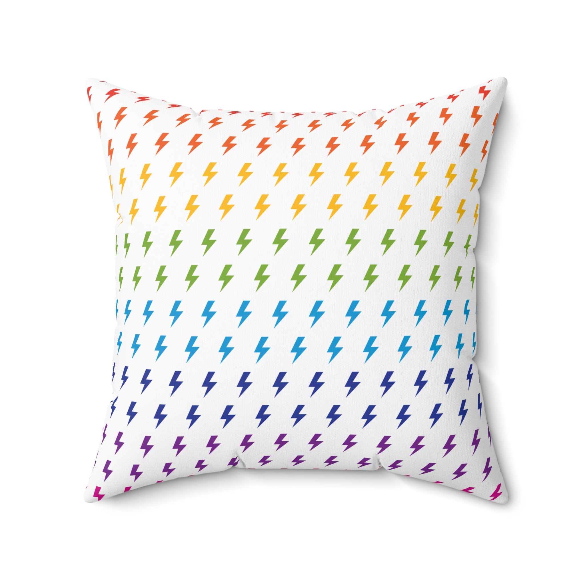 Lightning (White/Rainbow) Throw Pillow 