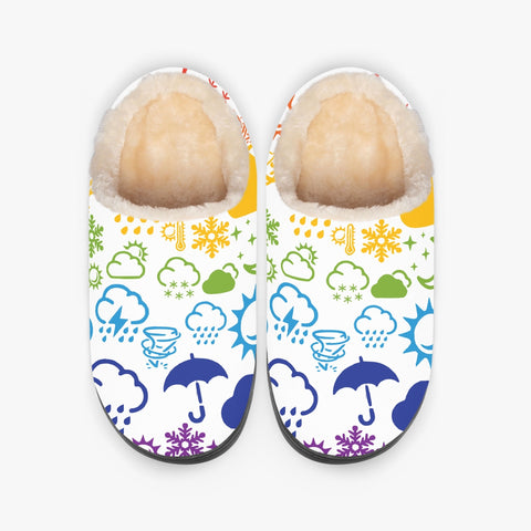 Wx Icon (White/Rainbow) Fluffy Slippers