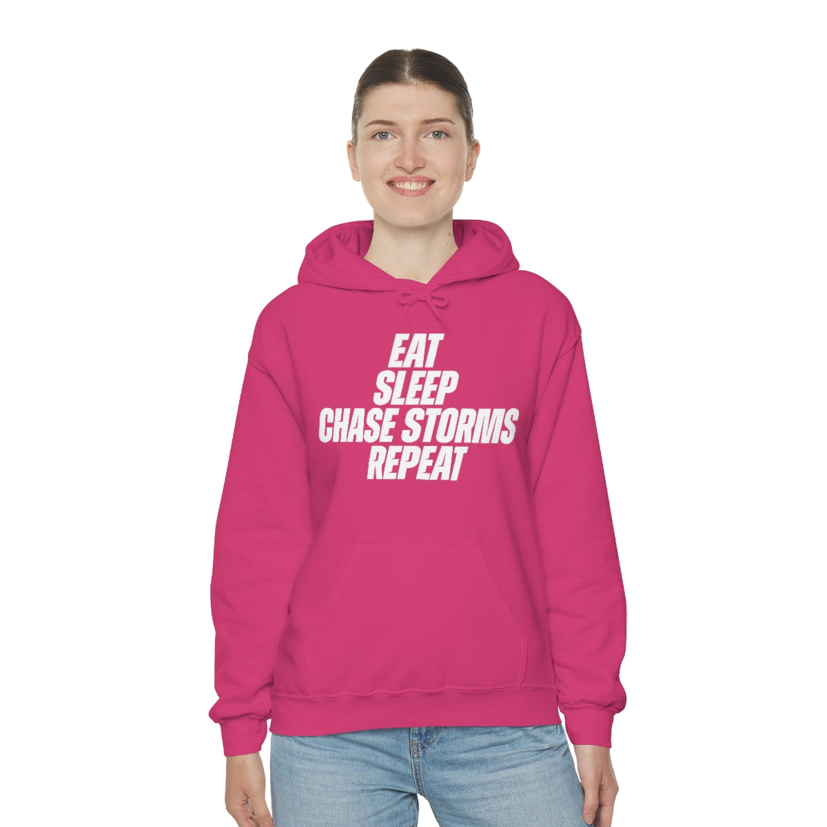 Eat, Sleep, Chase Storms, Repeat Sudadera con capucha 