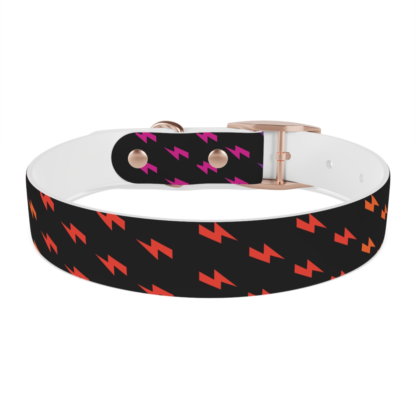 Lightning Icon (Black/Rainbow) Dog Collar