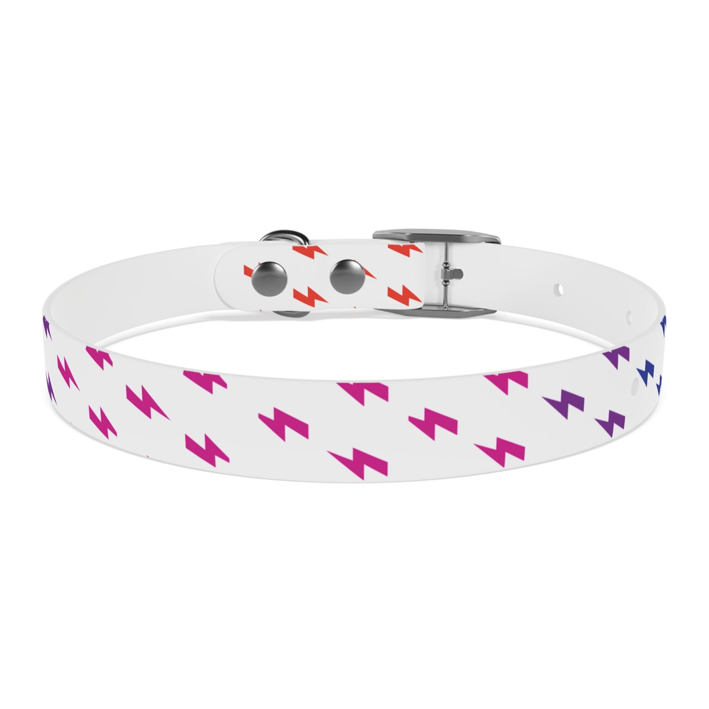 Lightning Icon (White/Rainbow) Dog Collar