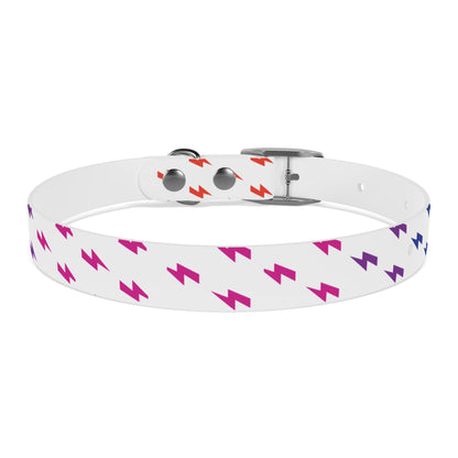 Lightning Icon (White/Rainbow) Dog Collar