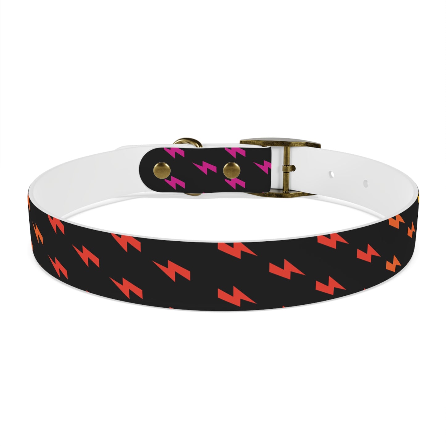 Lightning Icon (Black/Rainbow) Dog Collar